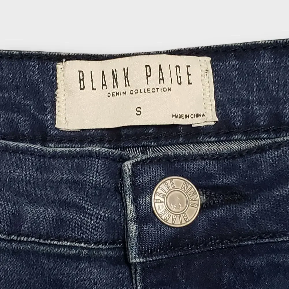 Blank Paige Womens Jean Dramatic Flare Bell Bottom Dark Wash Small Retro Rave - Picture 5 of 12